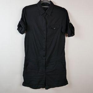 THEORY Black Summer Linen Onesie, Cargo Style